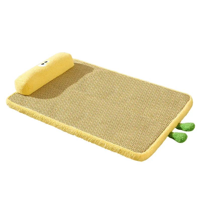 Tapis rafraîchissants d'été pour animaux de compagnie - Rattan - Tissés, respirants et dissipant la chaleur | Lits amovibles et lavables pour chiens et chats avec protection pour le cou
