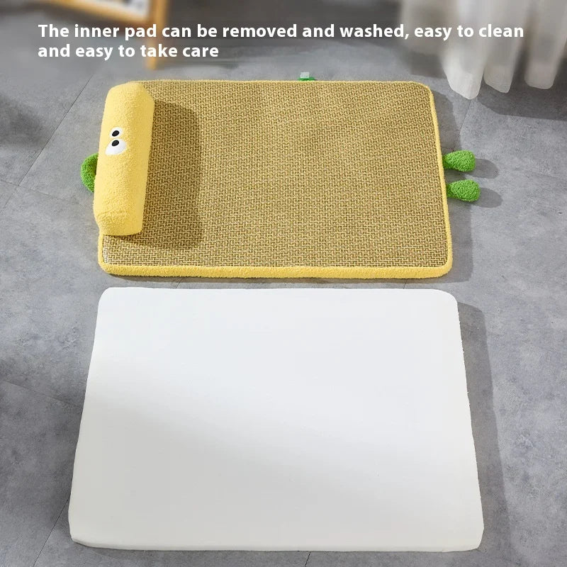 Tapis rafraîchissants d'été pour animaux de compagnie - Rattan - Tissés, respirants et dissipant la chaleur | Lits amovibles et lavables pour chiens et chats avec protection pour le cou