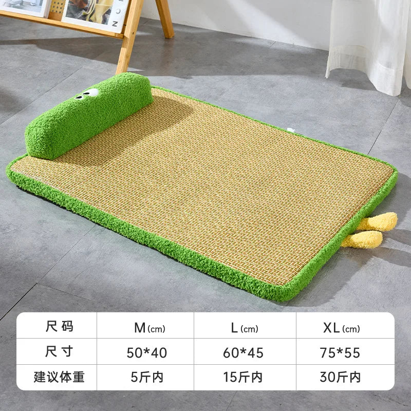 Tapis rafraîchissants d'été pour animaux de compagnie - Rattan - Tissés, respirants et dissipant la chaleur | Lits amovibles et lavables pour chiens et chats avec protection pour le cou